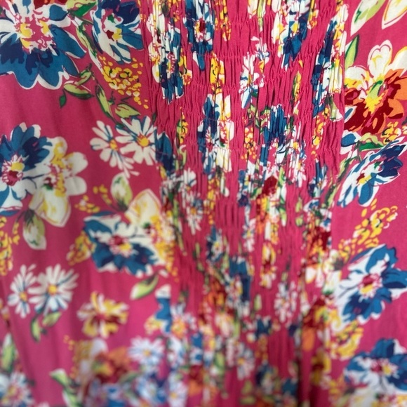 Koret pink floral Button-down Large summer dress size - Picture 5 of 10